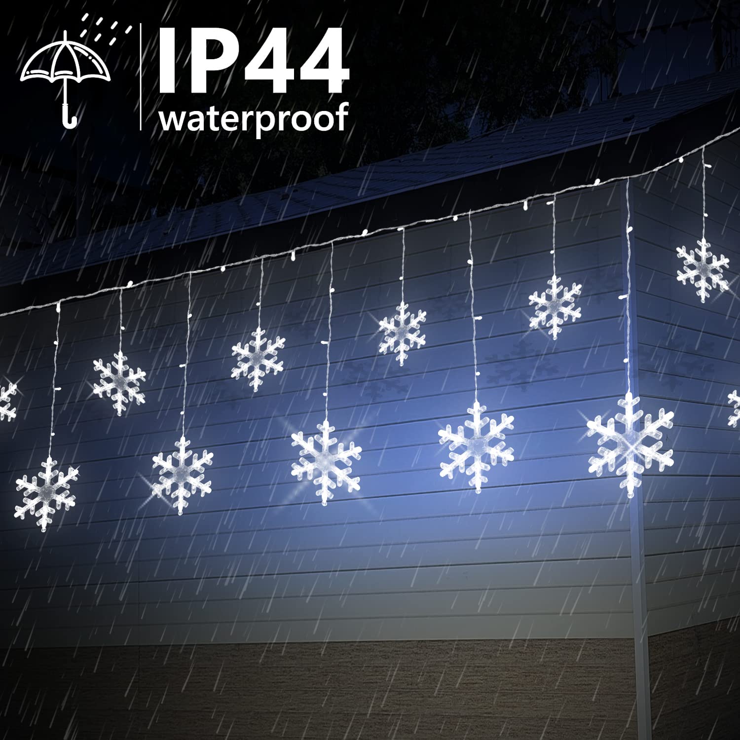 Christmas Snowflake Lights, 13.9ft 192 LED Warm White & White